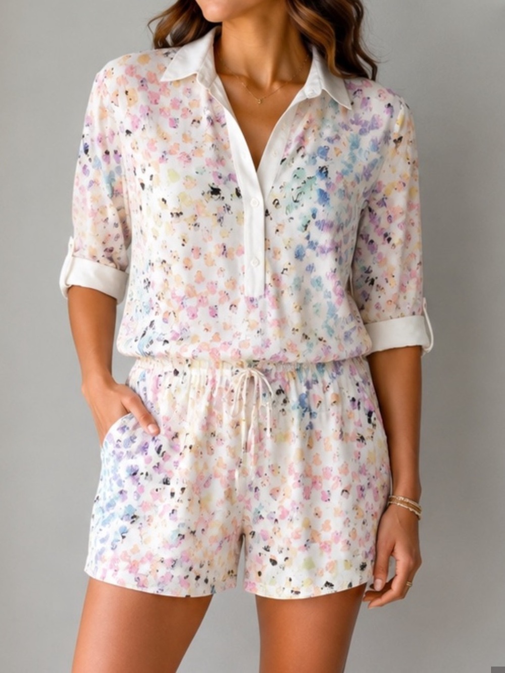 Alexis pastel colored print romper